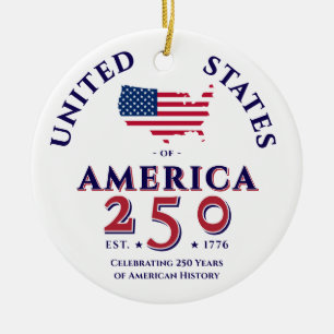 Adorno De Cerámica Estados Unidos 250 Regalo Patriótico Keepsake