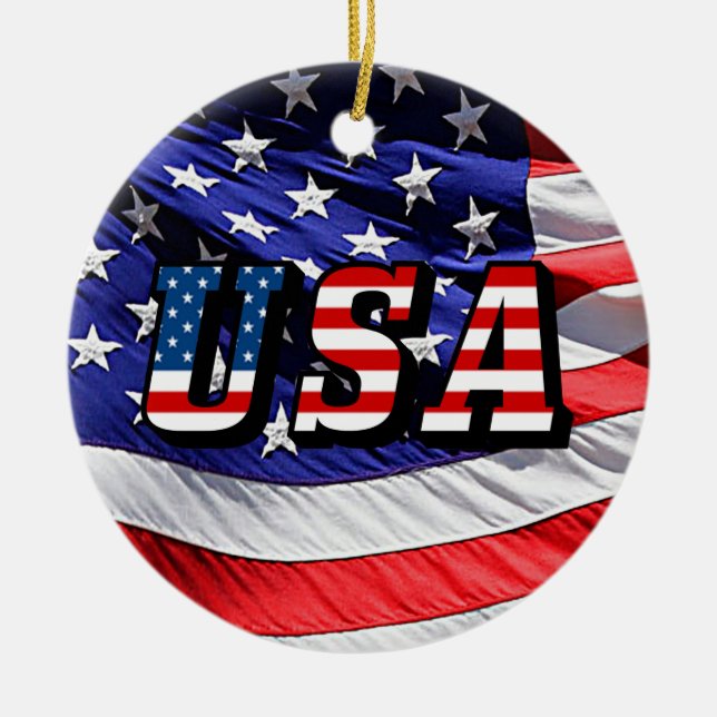 Adorno De Cerámica Estados Unidos - Bandera Americana Cerámica Rd Orn (Frente)
