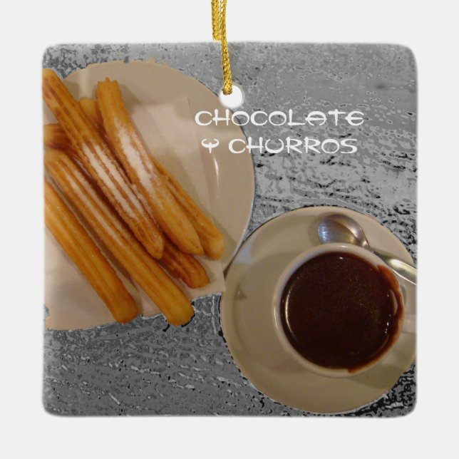 Adorno De Cerámica Estafa Churros de Caliente del chocolate (Anverso)