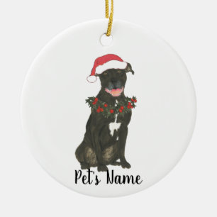Adorno De Cerámica Estafa de Pitbull personalizada (negro)