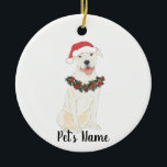 Adorno De Cerámica Estafa personalizada de Pitbull (blanco)<br><div class="desc">Haz la lista de este año con un adorno de tu elfo pittie favorito!</div>