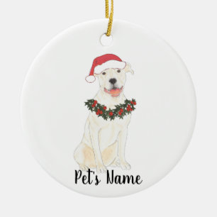 Adorno De Cerámica Estafa personalizada de Pitbull (blanco)