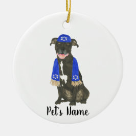 Adorno De Cerámica Estafa personalizada de Pitbull negra Yarmulke Sca