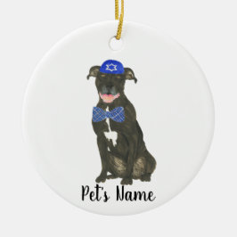 Adorno De Cerámica Estafado Yarmulke Tie de Pitbull Negro personaliza