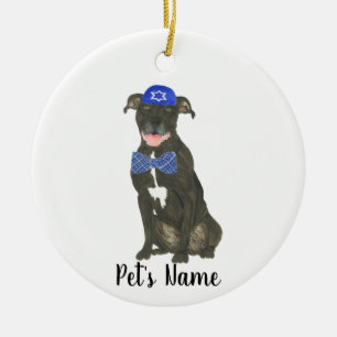 Adorno De Cerámica Estafado Yarmulke Tie de Pitbull Negro personaliza