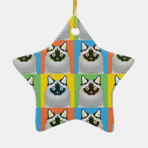 Adorno De Cerámica Estallido-Arte del dibujo animado del gato de