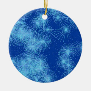 Adorno De Cerámica Estallidos de cristal de hielo, fondo azul