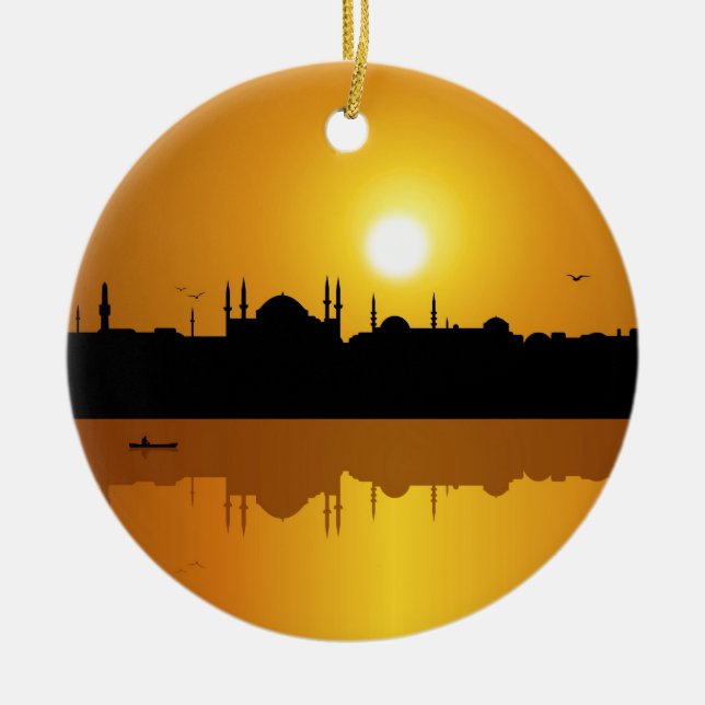 Adorno De Cerámica Estambul y puesta del sol (Frente)