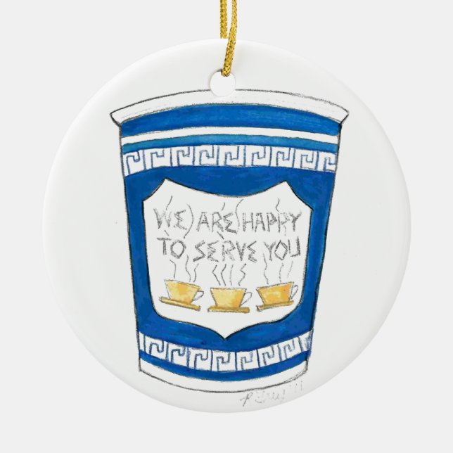 Adorno De Cerámica Estamos encantados de servirle la Copa de Café Gri (Frente)