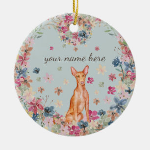 Adorno De Cerámica estampa de flores de cachorro de perro faraón