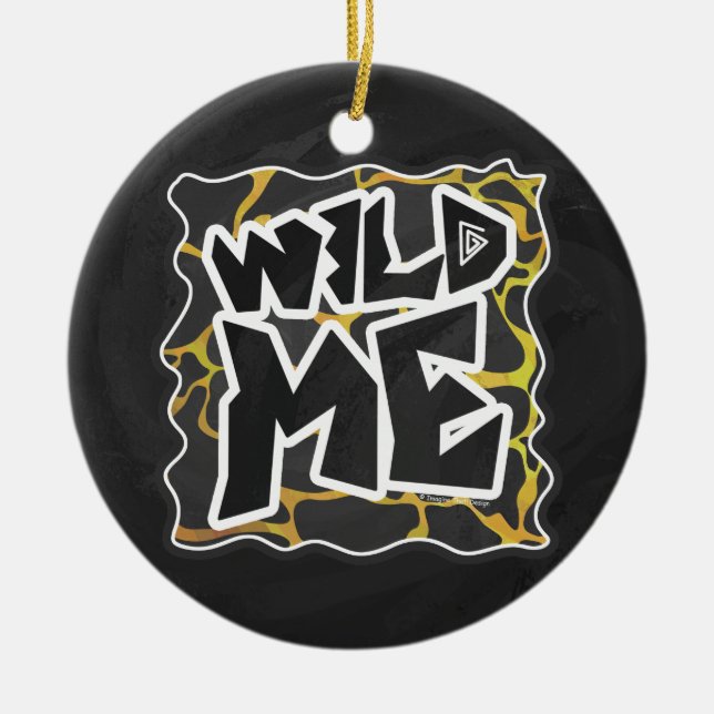 Adorno De Cerámica Estampa de jirafa negra y amarilla (Frente)