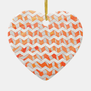 Adorno De Cerámica Estampado de cebra naranja y blanco