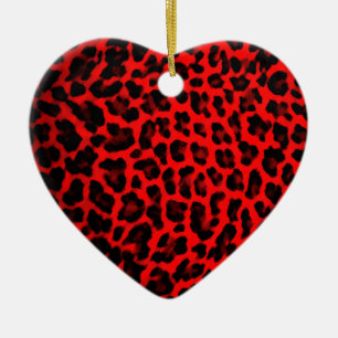 Adorno De Cerámica Estampado leopardo rojo