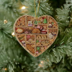 Adorno De Cerámica Estantes diminutos: edición Comida de Navidad impr