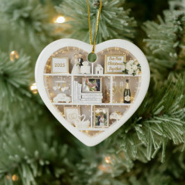Adorno De Cerámica Estantes diminutos recién casados primer Navidad j