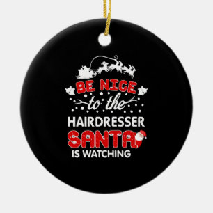 Adorno De Cerámica Estar Agradable Con La Peluquería Que Santa Está V