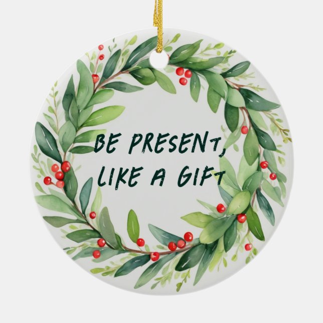 Adorno De Cerámica Estar presente, como un regalo de Navidad (Atrás)