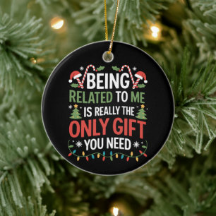 Adorno De Cerámica Estar relacionado conmigo divertida Navidad famili