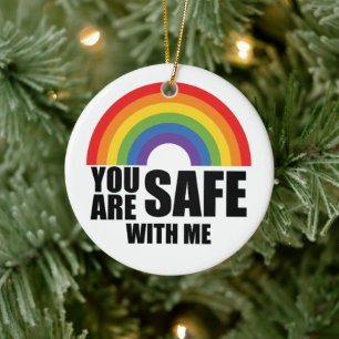 Adorno De Cerámica Estás Seguro Conmigo Orgullo Arcoíris LGBTQ