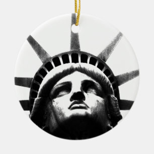 Adorno De Cerámica Estatua blanca y negra de la libertad