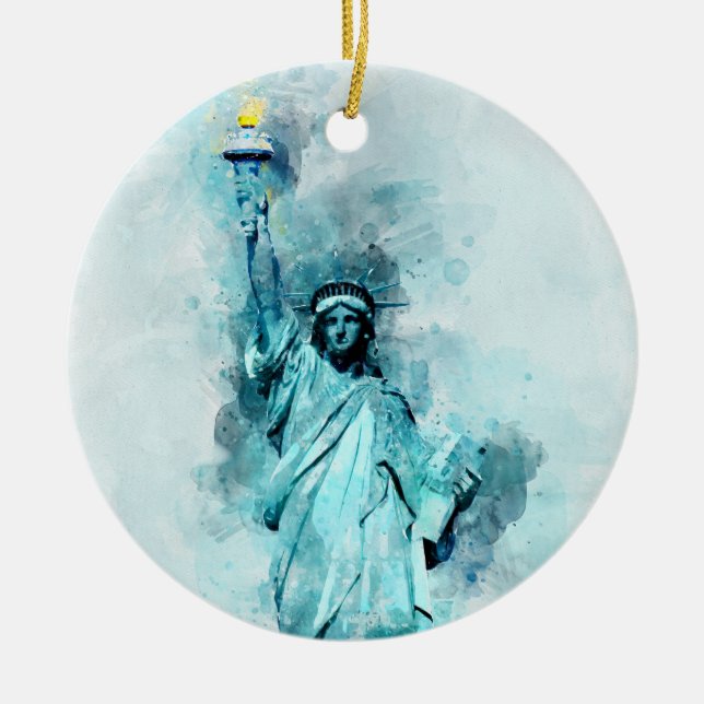 Adorno De Cerámica Estatua de la Agua de la Libertad (Frente)