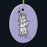 Adorno De Cerámica Estatua de la libertad de los Navidades de Nueva Y<br><div class="desc">El Ornament presenta un original ilustracion de marca de un monumento clásico de la ciudad de Nueva York, la Estatua de la Libertad, "vestida" para la temporada de vacaciones. ¡Ideal para celebrar Navidades o Hanukkah! Este ilustracion también está disponible en otros productos. ¿No ves lo que estás buscando? ¿Necesita ayuda...</div>