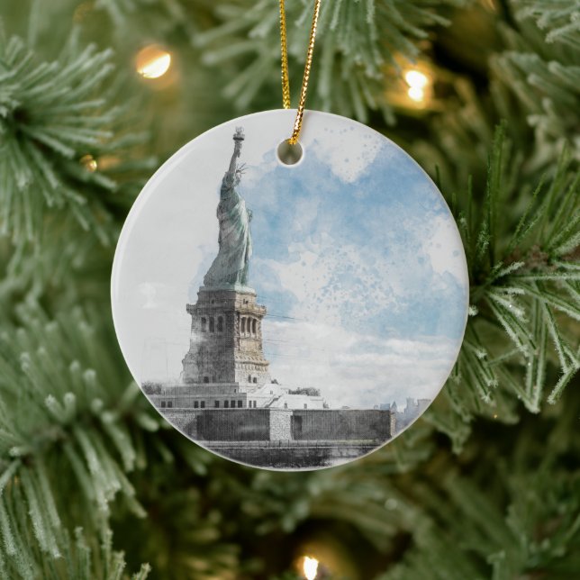 Adorno De Cerámica Estatua de la Libertad en Nyc de Manhattan (Árbol)