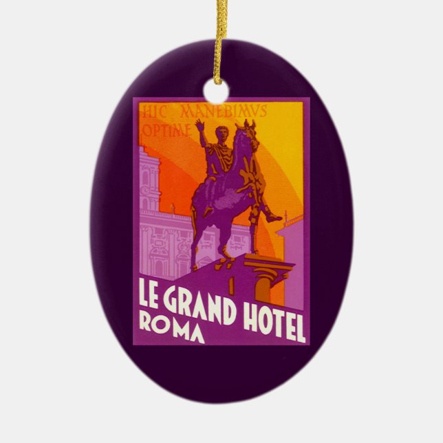 Adorno De Cerámica Estatua de Le Grand Hotel Roma, Italia, Viajes Vin (Frente)