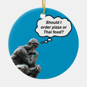 Adorno De Cerámica Estatua divertida del pensador de Rodin: ¿pizza o