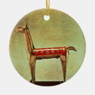 Adorno De Cerámica Estatuilla de plata de la llama, de Perú, despué