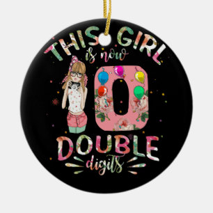 Adorno De Cerámica Este Chica tiene ahora 10 dígitos dobles 10 cumpl