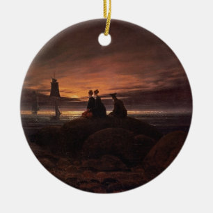 Adorno De Cerámica Esté en la luna el levantamiento sobre el mar,