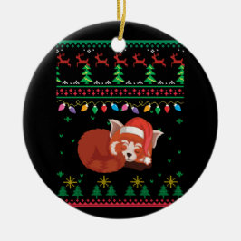 Adorno De Cerámica Este Es Mi Navidad Pajama Red Panda Ugly Sweater