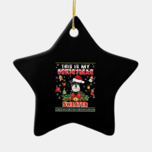 Adorno De Cerámica Este Es Mi Navidad Sweater Schnauzer Perro Feo Me