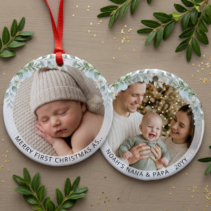 Adorno De Cerámica Estética Foto de Navidad de los Nuevos Abuelos por