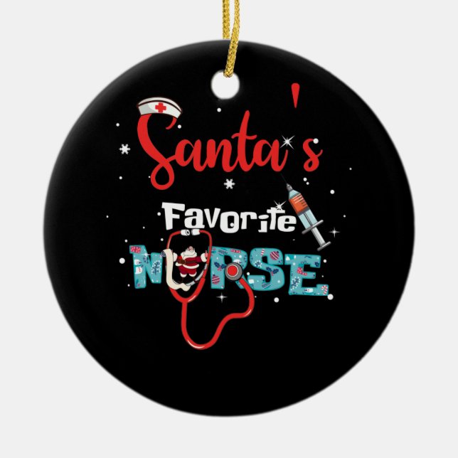 Adorno De Cerámica Estetioscopio de Navidades de enfermería favoritos (Frente)