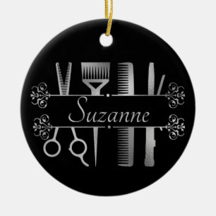 Adorno De Cerámica Estilista de cabello personalizado Rosa Oro peluqu