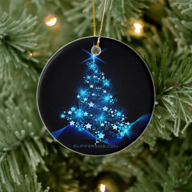 Adorno De Cerámica estilizado árbol de Navidad SlipperyJoe azul brill (Árbol)