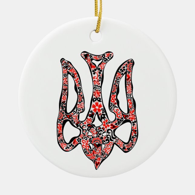 Adorno De Cerámica Estilizado trident tryzub, emblema nacional de Ucr (Frente)
