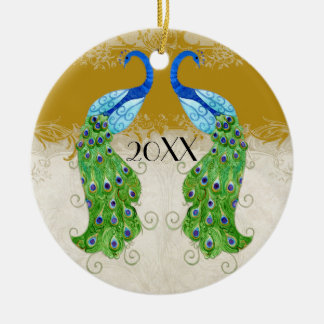 Adorno De Cerámica Estilo Art Deco Peacock Oro Vintage Lace