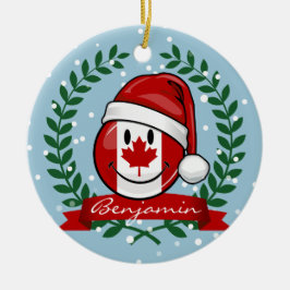 Adorno De Cerámica Estilo canadiense alegre del navidad de la bandera