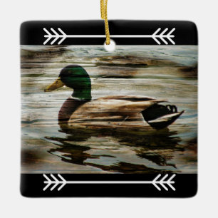 Adorno De Cerámica Estilo de la cabaña de arte del pato mallard