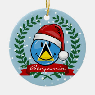 Adorno De Cerámica Estilo de Navidades de la bandera santaluciana