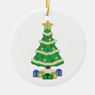 Adorno De Cerámica Estilo de videojuego de 8 bits de árbol de Navidad