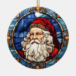 Adorno De Cerámica Estilo de vidrio manchado de Santa Claus