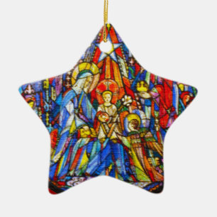 Adorno De Cerámica Estilo pintado natividad del vitral