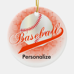 Adorno De Cerámica Estilo retro anaranjado del béisbol