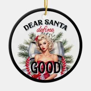 Adorno De Cerámica Estimado Santa Define Good Retro Pinup