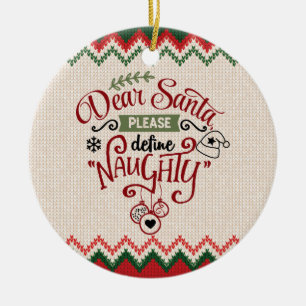 Adorno De Cerámica Estimado Santa, Define Naughty - Navidades diverti