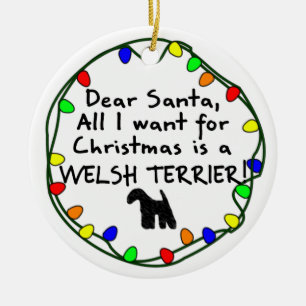 Adorno De Cerámica Estimado Santa Terrier galés